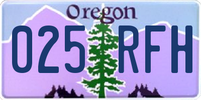 OR license plate 025RFH