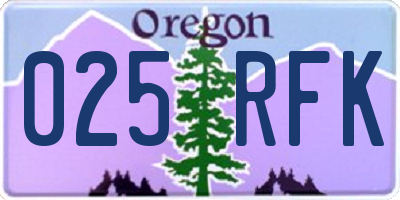 OR license plate 025RFK