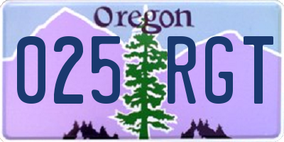 OR license plate 025RGT