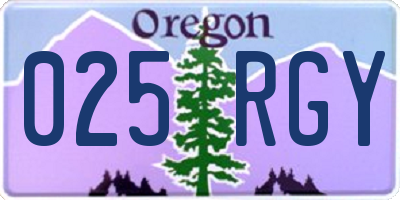 OR license plate 025RGY