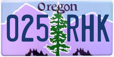 OR license plate 025RHK