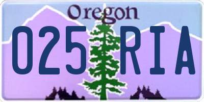 OR license plate 025RIA