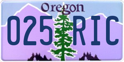 OR license plate 025RIC