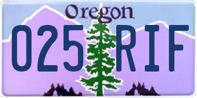 OR license plate 025RIF
