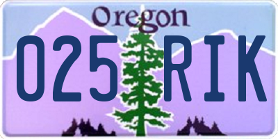 OR license plate 025RIK