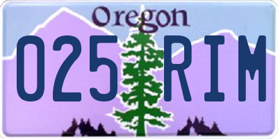 OR license plate 025RIM