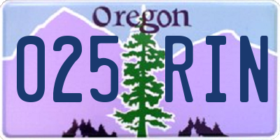 OR license plate 025RIN