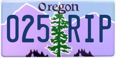 OR license plate 025RIP