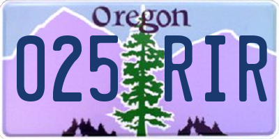 OR license plate 025RIR