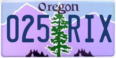 OR license plate 025RIX