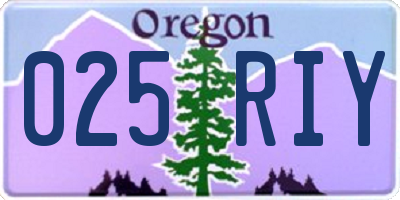 OR license plate 025RIY