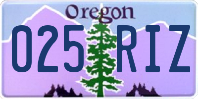 OR license plate 025RIZ