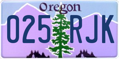 OR license plate 025RJK