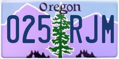 OR license plate 025RJM
