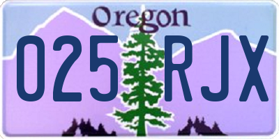 OR license plate 025RJX