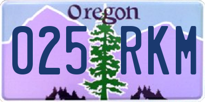 OR license plate 025RKM