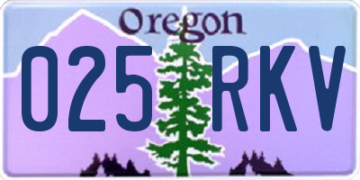 OR license plate 025RKV