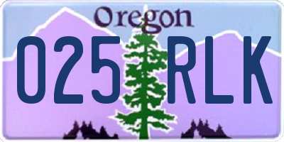 OR license plate 025RLK