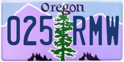 OR license plate 025RMW