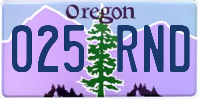 OR license plate 025RND