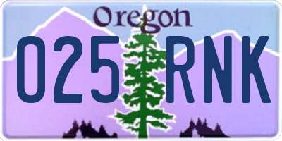 OR license plate 025RNK