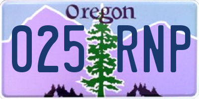 OR license plate 025RNP