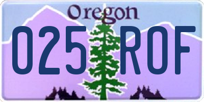 OR license plate 025ROF