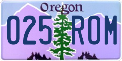OR license plate 025ROM
