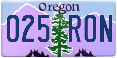 OR license plate 025RON