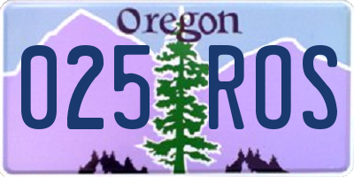 OR license plate 025ROS