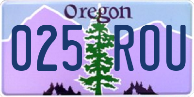 OR license plate 025ROU