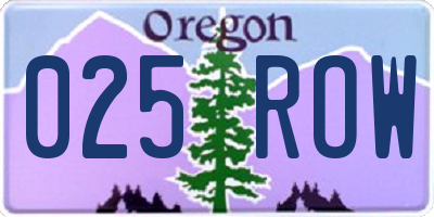 OR license plate 025ROW