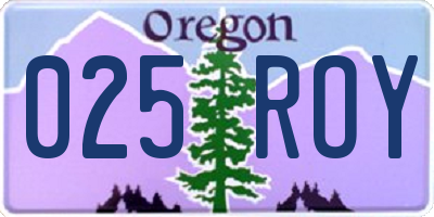 OR license plate 025ROY