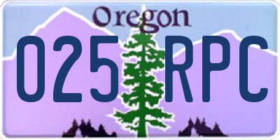 OR license plate 025RPC