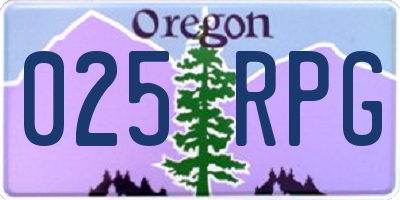OR license plate 025RPG