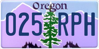 OR license plate 025RPH
