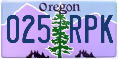 OR license plate 025RPK