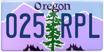 OR license plate 025RPL