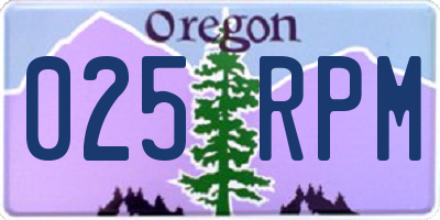 OR license plate 025RPM
