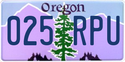 OR license plate 025RPU