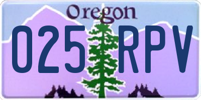 OR license plate 025RPV