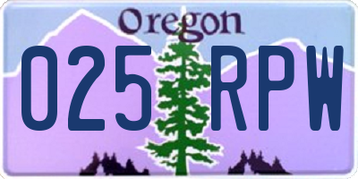 OR license plate 025RPW