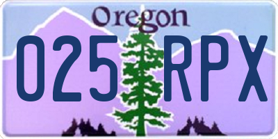 OR license plate 025RPX