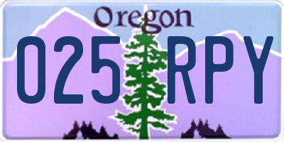 OR license plate 025RPY