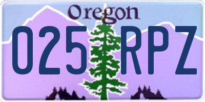OR license plate 025RPZ