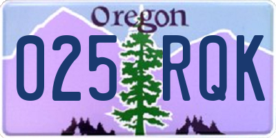 OR license plate 025RQK