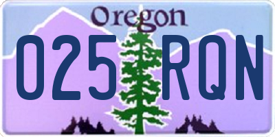 OR license plate 025RQN