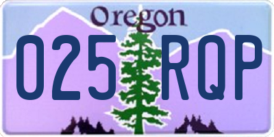 OR license plate 025RQP