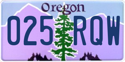 OR license plate 025RQW