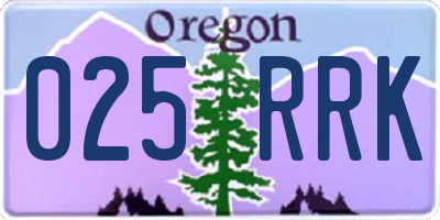 OR license plate 025RRK